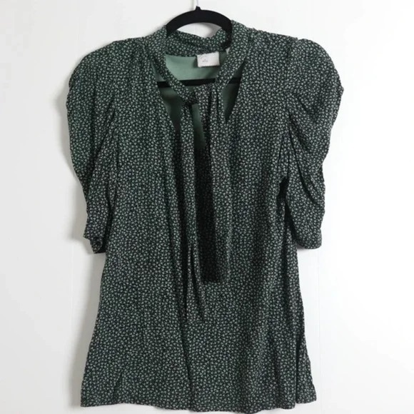 Anthropologie Green Blouse with Black Accents - Picture 1 of 9